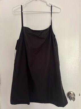 Deiji Studios Black Slip Dress with Spaghetti Straps